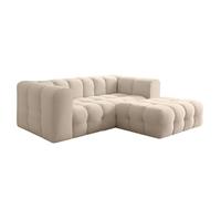 Baloo L Mini Sofá esquinero - Diseño moderno y confort con acolchado de espuma HR de alta calidad - Tejido Tiffany (Beige)