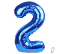 Balorise 40 Pulgadas Gigante Aluminio Globo Azul Número 2, Helio Soportado, Foil Numero 0-9, 10-100 (101cm), Globos Decoración para la Fiesta de Cumpleaños, Boda, Aniversario