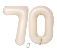 Balorise 40 Pulgadas Gigante Aluminio Globo Beige Número 70, Helio Soportado, Foil Numero 0-9, 10-100 (101cm), Globos Decoración para la Fiesta de Cumpleaños, Boda, Aniversario