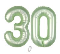 Balorise 40 Pulgadas Gigante Aluminio Globo Verde Número 30, Helio Soportado, Foil Numero 0-9, 10-100 (101cm), Globos Decoración para la Fiesta de Cumpleaños, Boda, Aniversario