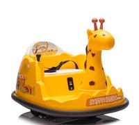 Baloveby Coche Eléctrico para Niños con Diseño de Jirafa, Coche Eléctrico Infantil con Rotación de 360°, Música, Luces LED, Trompeta y Mando a Distancia, para Niños 2-5 Años