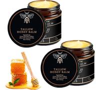 Bálsamo de sebo de res de pastoreo con miel cruda, crema hidratante para una piel suave, 100% sebo de res de pastoreo, hidratación y nutrición profundas, sin aceite ni perfume.