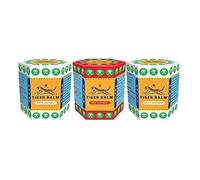 Bálsamo de Tigre Rojo 21 g - Bálsamo ayurvédico para el alivio del dolor y los músculos, con alcanfor y mentol | Alivia el dolor articular y de espalda Contiene adhesivos de kajal (2 Blancos + 1 Rojo)