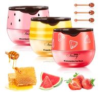 Bálsamo labial Bee Balm Lote de 3 bálsamos labiales Honey Lip Balm para el cuidado de los labios, mascarilla labial Overnight, Máscara de dormir labial, Bálsamo labial Bee Natural para aclarar las