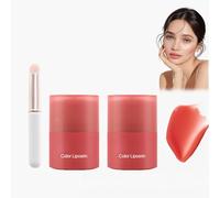 Bálsamo Labial con Brillo, Bálsamo de Mantequilla de Labios con Color, Hidratante y Nutritivo, Reduce Líneas Finas, Incluye Cepillo de Labios - Para Labios Suaves y Brillantes (04#, 2pcs)