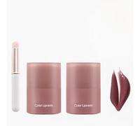 Bálsamo Labial con Brillo, Bálsamo de Mantequilla de Labios con Color, Hidratante y Nutritivo, Reduce Líneas Finas, Incluye Cepillo de Labios - Para Labios Suaves y Brillantes (02#, 2pcs)