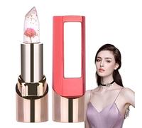 Bálsamo labial con lámina dorada | Pintalabios de flores que cambian de color | Florette Clear Jelly Lip Plumper Warm Sensitive Maquillaje para cita, diario, fiesta, graduación