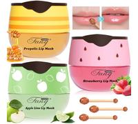 Bálsamo Labial de Miel 3 Piezas, Bálsamo Labial Hidratante Natural, Máscara De Labios, Cuidado Hidratante de Labios, para Aclarar Las Arrugas de Los Labios