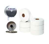 BALSAT Bobinas de Papel Industrial de celulosa Blanco Rollos de Papel 100% Pasta Virgen Blanco. Pack de 9 bobinas de Papel Acabado Laminado | 350 gr por Bobina. Industria alimentaria