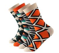 Balseti Calcetin de Colores Básicos, Formales y Estampados Vibrantes para Hombres. 80% Algodón. Pack de 6 Pares para Uso Diario. Talla Uínca 40-45. (13 - Estampados Geométricos 2 (40-45))