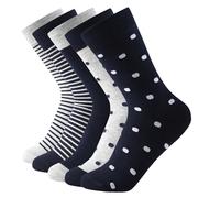 Balseti Calcetines de Media Caña Estampados de Rayas y Lunares Negros y Grises para Mujer y Niña. Pack de 6 Pares de Calcetines Divertidos y de Colores para Uso Diario. Talla Única 35-41. 85% Algodón