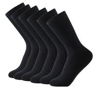 Balseti Calcetines Media Caña Deporte Hombre, Mujer. Calcetines Finos Verano para Trabajo. 85% Algodón. Pack 6 Pares Deportivos, Casuales, Transpirables para Chico, Chica. Talla 43-47, Negro