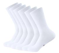Balseti Calcetines Media Caña Deporte Hombre, Mujer. Calcetines Finos Verano para Trabajo. 85% Algodón. Pack 6 Pares Deportivos, Casuales, Transpirables para Chico, Chica. Talla 39-42, Blanco
