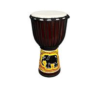 BALSTD Djembe Tambor profesionalmente tallado a mano, cabeza de tambor de piel de cabra, pandereta de estilo africano occidental, bongo, percusión (elefante amarillo)