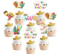Balterever Taco Twosday Birthday Party Cake Decoration 24 piezas It is Time Two Fiesta Cumpleaños Cupcake Toppers Mexicano Cumpleaños Decoraciones para Fiesta 2º Cumpleaños Cinco de Mayo Suministros