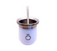 BALTHŌ - Mate Argentino de Acero Inoxidable (Taza Yerba Mate.) Térmico con Doble Capa de Acero,Resistente y Aislante (Vacuum Insulated), con Bombilla (17cm). Liviano y Resistente. (230ml). (Blanco)