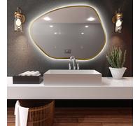 Baltica Design Bright Stain I espejo 100x72 cm con iluminación dorado 5904107919195