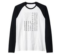 Baltimore, Maryland, Bandera Americana Camiseta Manga Raglan