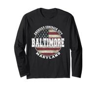 Baltimore Maryland, Bandera Americana Vintage Manga Larga