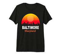 Baltimore Maryland Vintage Sunset Retro City State USA Camiseta Premium