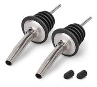 BALTRE 2 Vertedores de Acero inoxidable, Vertedor De Aceite De Oliva para boca de botella de 3/4 pulgadas con Tapas, Boquilla Reutilizable para Vino, Cócteles, Aceite De Oliva