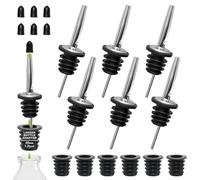 BALTRE Vertedor para botellas, 6 unidades Vertedor para botellas de aceite con 6 adaptadores, junta cónica de goma, vertedor cónico y dispensador para vinos, licores, aceite de oliva, café, sirope