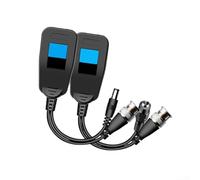 Balun de video pasivo para CCTV, transmisor coaxial a par trenzado 2 en 1, soporta un alcance de 300 m a través de Cat5e/Cat6, construcción de aleación y ABS para sistemas de cámaras de seguridad