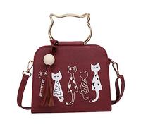 Baluue 1 Pieza Bolso de Mujer con Diseño de Gato PU Mochila Cruzada Chic y para Almacenamiento Color