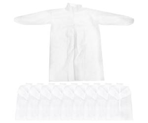 Baluue 10 Piezas Ropa Experimental Desechable Blusa De Laboratorio De Manga Larga Uniformes Abrigo Abrigo De Plumero Tela No Tejida Collar Adulto