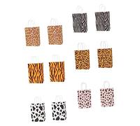 Baluue 12 Piezas Bolsas De Obsequio De Papel Para Fiestas Estampado Animal Bolsa De Obsequio Navideña Dibujos Animados Diseño De Leopardo Jirafa y Zebra Detalle Para Fiestas De Unidades