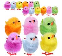 Baluue 18 Mini Pollitos de Peluche de Pascua de 3 Cm en 6 Colores Brillantes para Manualidades de Gorros de Pascua, Adornos para Tartas Y Juegos de Búsqueda de Huevos para Fiestas de Temporada.