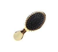 Baluue 1pieza Cepillo De Masaje Escalpico Mini Mango De Cerda Natural Peine Antiestático Para Cabello y Cabelludo Para Masajes y Estilo Dorado