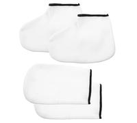 Baluue 2 pares Guantes y Calcetines de Parafina para Manos y Pies Gruesos y Reutilizables para Cuidado Exfoliante Hidratación Profunda Kit Profesional sin Logo Color Blanco