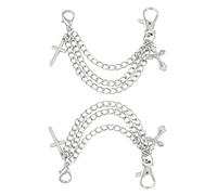Baluue 2 Piezas Cadena para Zapatos con Cruz Tridimensional Accesorios de Resistentes y Brillo Duradero Cierre de Langosta para Botas y Calzado de Mujer Decoración Punk Versátil