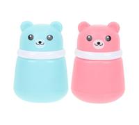 Baluue 2 piezas Caja Portátil para Polvo Corporal Estuche Forma de Oso Suave y Delicado para Talco Suelto y Compacto Diseño Prueba de Fugas Fácil de Transportar Colores Rosa y Azul