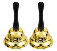 Baluue 2 piezas Campana de Mano Vintage para Servicio Restaurante con Inscripción Ring For Drink de Unidades Timbre Ergonómico para Mesas de Bar y Fiesta de Soltero Sonido y Duradero