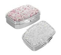 Baluue 2 Piezas Pastillero Pequeño Portátil de 2 Compartimentos Cristales Brillantes, Organizador Higiénico y Compacto para Viaje y Uso Diario, Caja para Guardar Medicamentos Color Blanco