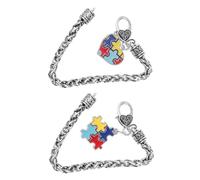 Baluue 2 piezas Pulsera Decorativa de Concienciación sobre Autismo Pulseras de Aleación de Zinc con Diseño de Rompecabezas para Mujeres