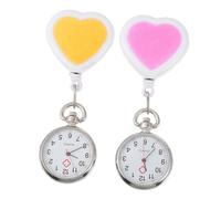 Baluue 2 Piezas Reloj de Bolsillo Enfermera con Diseño Adorable Resistente y Retráctil Conjunto de Amarillo y Rosa para Médicos y Estudiantes Carcasa Protectora Caídas Fácil de Usar y