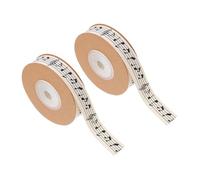 Baluue 2 Rollos de Cinta de Algodón Estampado de Notas Musicales, Textura Agradable y Lujosa, Adecuado para Manualidades y Decoración de Regalos