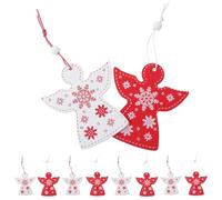 Baluue 20 Piezas de Colgantes de Ángel Navideño de Madera Decoración para Árbol de Navidad Adornos Colgantes Rojos y Blancos para Fiestas y Decoración Navideña