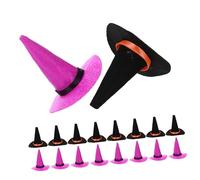 Baluue 20 Piezas Mini Sombreros de Bruja de Fieltro Decoración DIY para Muñecas y Hadas Accesorios Miniatura para Manualidades y Escenarios Fantásticos Halloween