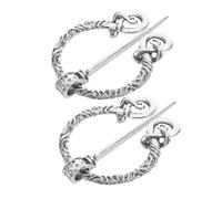 Baluue 2piezas Broche Vikingo Vintage De Cadena Broche De Metal Para Bufanda o Chal Accesorio De Disfraz Para Mujer y Niña Color Antigua