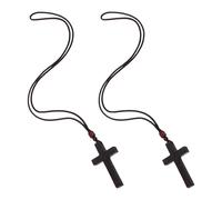 Baluue 2piezas Collar Crucifijo de Madera Colgante de Oración para Hombres y Mujeres Joyería de Cruz para Ocasiones Religiosas