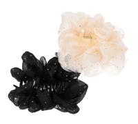 Baluue 2piezas De Cabello De Gasa Para Mujer Clips De Garra Champán y Accesorios De Estilo Elegante Para Días