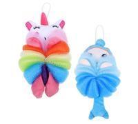 Baluue 2piezas Esponjas De Baño Para Niño Niña Bañera Cartoon Suave y Exfoliante De Ducha Para Bebés Unicornio