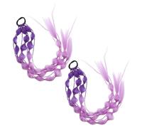 Baluue 2piezas Extensiones de Coleta Trenzadas de Colores para Niñas Lazo para Festivales Fiestas y Eventos Musicales