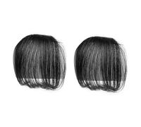 Baluue 2piezas Flequillo Falso Clip Cabello Natural Para Mujeres Extensiones De Bangs Delgadas De Negro