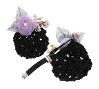 Baluue 2piezas Flower Hair Net Clips Para Mujeres Accesorios De Diseño Minimalista y Detalle Floral Perfectos Para Moños y Elegantes