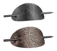 Baluue 2piezas Horquillas Retro Pelo Madera Pasadores Ovalados de Cuero Sintético para Coleteros de Cabello Accesorios de Peinado para Mujeres y Niñas